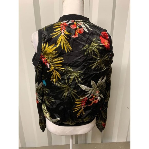 New Look Cold Shoulder Tropical Print Lightweight Jacket Womens Size Small - Picture 3 of 6